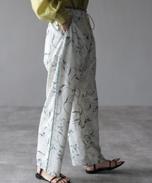 HERENCIA | サテンパイピング サイドライン ペンシルフラワー イージーパンツ(その他パンツ)