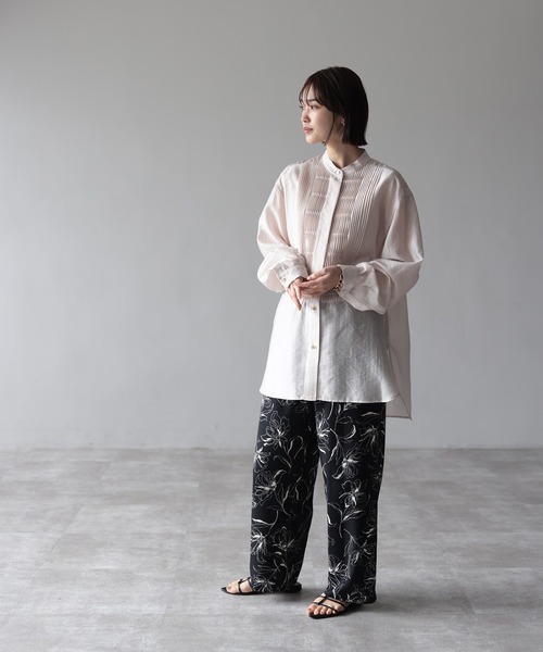 HERENCIA（ヘレンチア）の「サテンパイピング サイドライン ペンシルフラワー イージーパンツ（その他パンツ・レディース・ホワイト系その他/ブラック系その他・MEDIUM）」の20枚目の写真