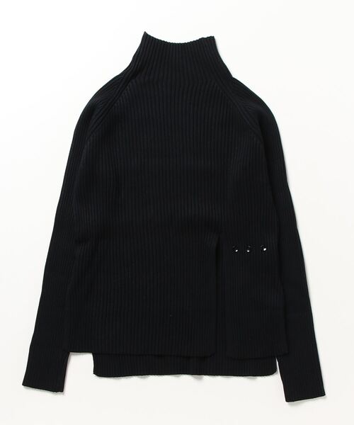 Flugge(フラッジー)の「side slit rib knit/サイドスリットリブニット(ニット/セーター・レディース・ブラック/アイボリー・FREE)」の4枚目の写真