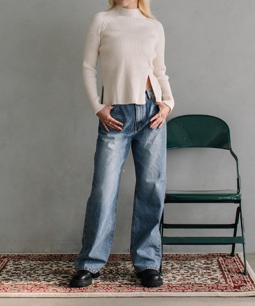 Flugge(フラッジー)の「side slit rib knit/サイドスリットリブニット(ニット/セーター・レディース・ブラック/アイボリー・FREE)」の12枚目の写真