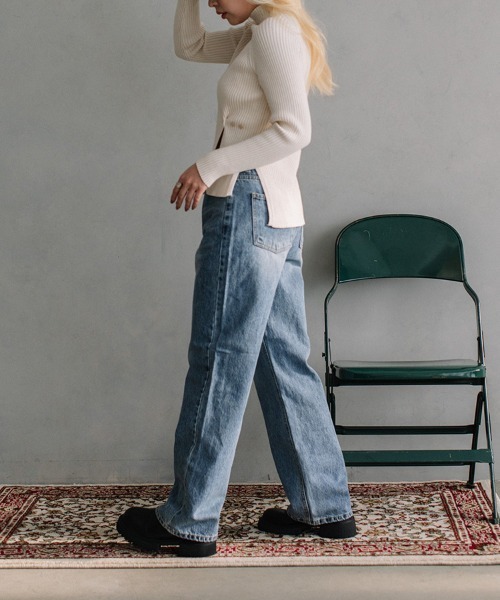 Flugge(フラッジー)の「side slit rib knit/サイドスリットリブニット(ニット/セーター・レディース・ブラック/アイボリー・FREE)」の13枚目の写真