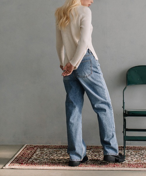Flugge(フラッジー)の「side slit rib knit/サイドスリットリブニット(ニット/セーター・レディース・ブラック/アイボリー・FREE)」の14枚目の写真