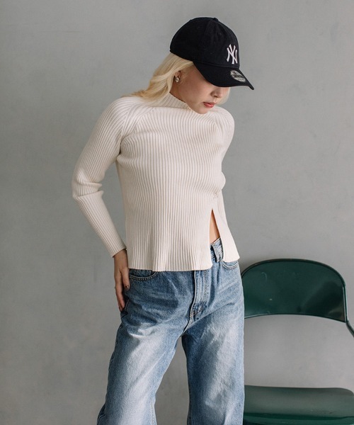 Flugge(フラッジー)の「side slit rib knit/サイドスリットリブニット(ニット/セーター・レディース・ブラック/アイボリー・FREE)」の17枚目の写真