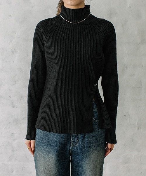Flugge(フラッジー)の「side slit rib knit/サイドスリットリブニット(ニット/セーター・レディース・ブラック/アイボリー・FREE)」の18枚目の写真