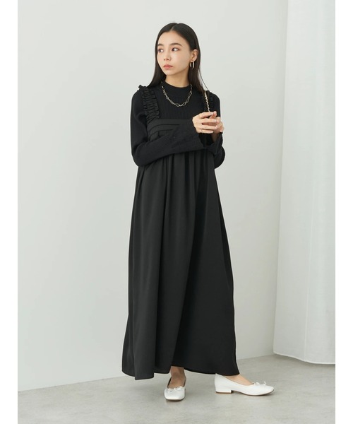 earth music&ecology（アースミュージックアンドエコロジー）の「ギャザーキャミドレス（ワンピース・レディース・アイボリー/ブラック・FREE）」の8枚目の写真