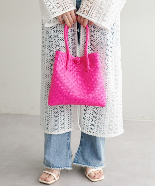 DISCOAT（ディスコート）の「パサールバッグS（かごバッグ・レディース・ピンク/ライム/パープル/ブラック・FREE）」の4枚目の写真