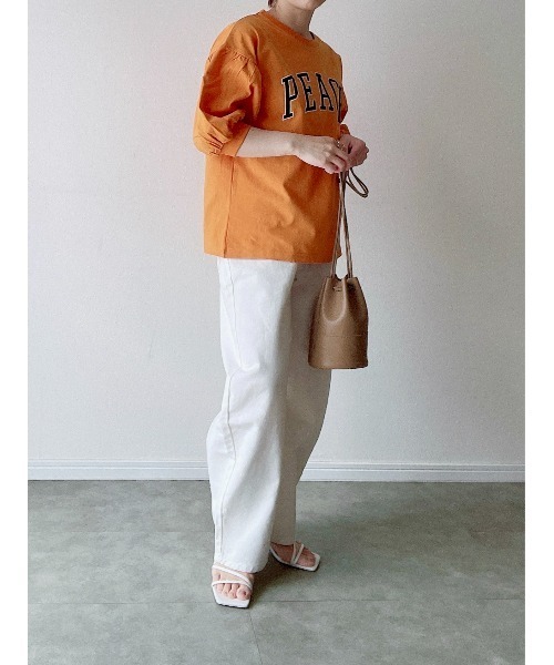 Yucca(ユッカ)の「PEACE プリントTシャツ (MEKKE 低身長向け)(Tシャツ/カットソー・レディース・グリーン/杢グレー/オレンジ・FREE)」の12枚目の写真