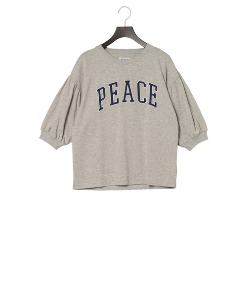 Yucca(ユッカ)の「PEACE プリントTシャツ (MEKKE 低身長向け)(Tシャツ/カットソー・レディース・グリーン/杢グレー/オレンジ・FREE)」の18枚目の写真