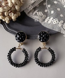 malle la brocante/マルラブロカント/天然石のつぶつぶとアンティークビーズリングの痛みにくいイヤリング