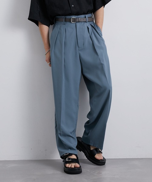 JUNRED(ジュンレッド)の「セットアップ対応 / エアスルーインタックワイドストレートパンツ(スラックス・メンズ・ブラック/グレー/グリーン系その他/ブルー系その他3・S/M/L)」の3枚目の写真