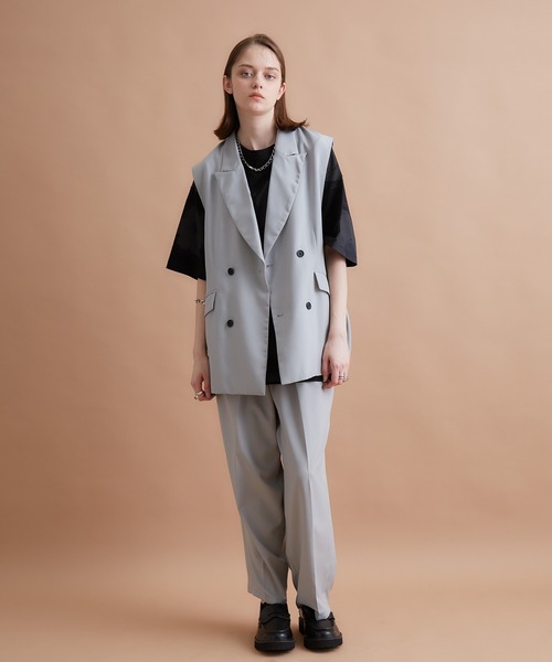 JUNRED(ジュンレッド)の「セットアップ対応 / エアスルーインタックワイドストレートパンツ(スラックス・メンズ・ブラック/グレー/グリーン系その他/ブルー系その他3・S/M/L)」の17枚目の写真