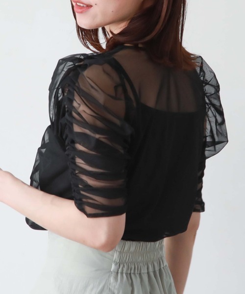 archives（アルシーヴ）の「ギャザーチュールＴＯＰＳ（Tシャツ/カットソー・レディース・ブラック/グリーン/アイボリー/ブルーグレー・MEDIUM）」の2枚目の写真