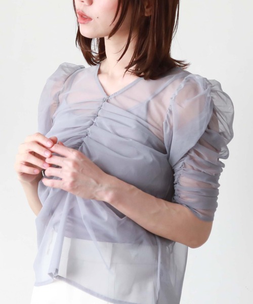 archives（アルシーヴ）の「ギャザーチュールＴＯＰＳ（Tシャツ/カットソー・レディース・ブラック/グリーン/アイボリー/ブルーグレー・MEDIUM）」の9枚目の写真