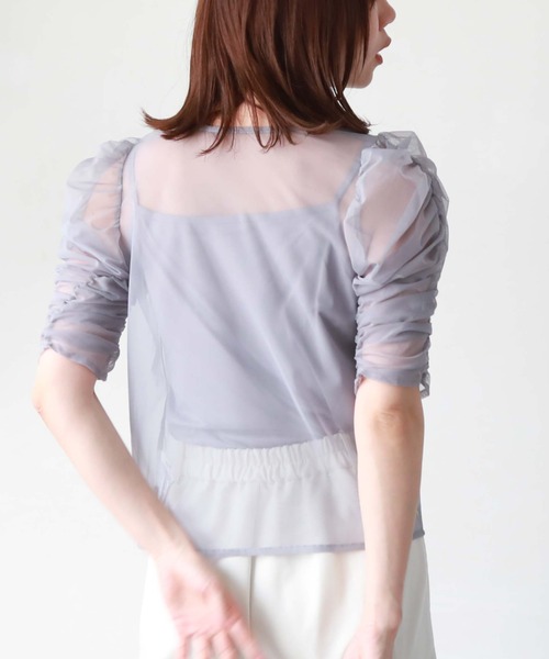 archives（アルシーヴ）の「ギャザーチュールＴＯＰＳ（Tシャツ/カットソー・レディース・ブラック/グリーン/アイボリー/ブルーグレー・MEDIUM）」の6枚目の写真