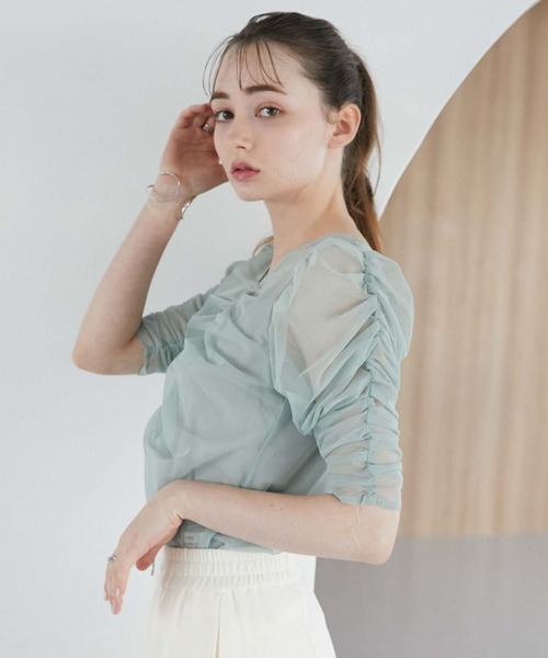 archives（アルシーヴ）の「ギャザーチュールＴＯＰＳ（Tシャツ/カットソー・レディース・ブラック/グリーン/アイボリー/ブルーグレー・MEDIUM）」の5枚目の写真