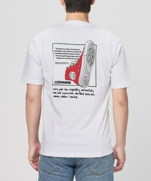CONVERSE(コンバース)の「【CONVERSE】シューズアートTシャツ(Tシャツ/カットソー・メンズ・ライトベージュ/ホワイト×グリーン/ホワイト×グレー/ブラック/サックスブルー/ブラック×ホワイト/ホワイト×イエロー/ベージュ/ホワイト/ホワイト×ホワイト/ホワイト×カーキブラウン/グリーン・L/XL/S/M)」の2枚目の写真