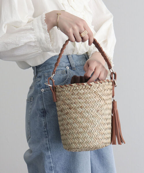 fredy emue(フレディエミュ)の「3wayバケツカゴバッグ(かごバッグ・レディース・キャメル/ブラック・FREE)」の9枚目の写真