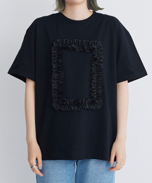 I am I in fact...（アイアムアイインファクト）の「●フリルフレーム　Ｔシャツ（Tシャツ/カットソー・レディース・ブラック/ホワイト・FREE）」の10枚目の写真