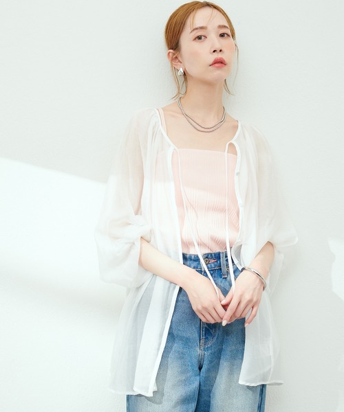 natural couture（ナチュラルクチュール）の「シアーローンボリュームスリーブブラウス（シャツ/ブラウス・レディース・ブラック/オフホワイト/ピンク/イエロー/その他1・FREE）」の13枚目の写真
