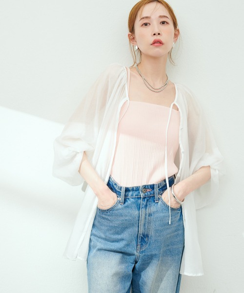 natural couture（ナチュラルクチュール）の「シアーローンボリュームスリーブブラウス（シャツ/ブラウス・レディース・ブラック/オフホワイト/ピンク/イエロー/その他1・FREE）」の14枚目の写真