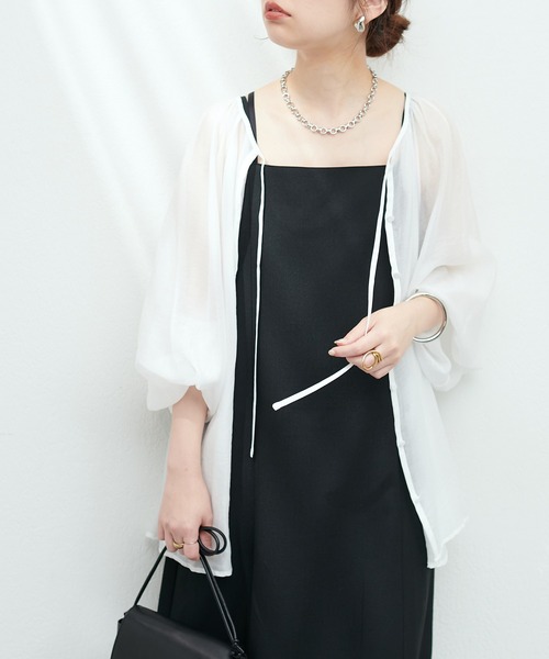 natural couture（ナチュラルクチュール）の「シアーローンボリュームスリーブブラウス（シャツ/ブラウス・レディース・ブラック/オフホワイト/ピンク/イエロー/その他1・FREE）」の9枚目の写真