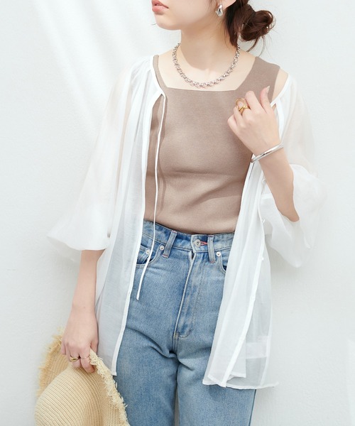 natural couture（ナチュラルクチュール）の「シアーローンボリュームスリーブブラウス（シャツ/ブラウス・レディース・ブラック/オフホワイト/ピンク/イエロー/その他1・FREE）」の6枚目の写真
