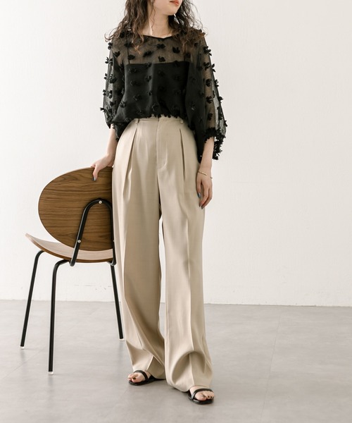 mystic(ミスティック)の「ポンポンフリンジブラウス(シャツ/ブラウス・レディース・アイボリー/ブラック/オフホワイト・FREE)」の12枚目の写真