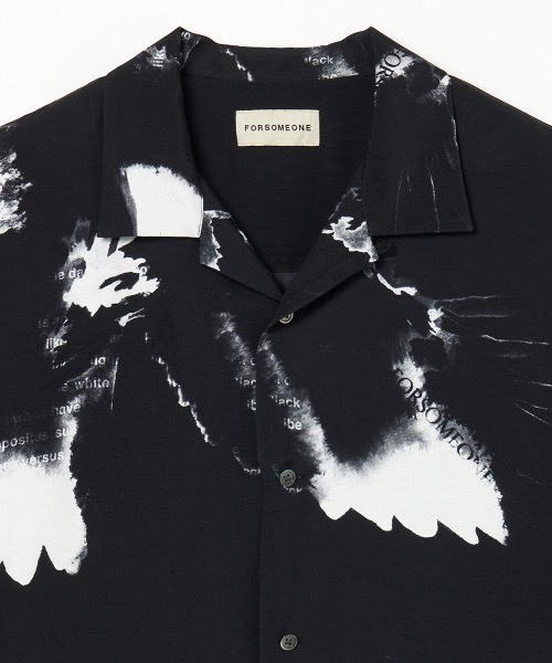 FORSOMEONE EAGLE SHIRT フォーサムワン 半袖シャツ 黒白 FORSOMEONE（フォーサムワン）の「FORSOMEONE EAGLE SHIRT