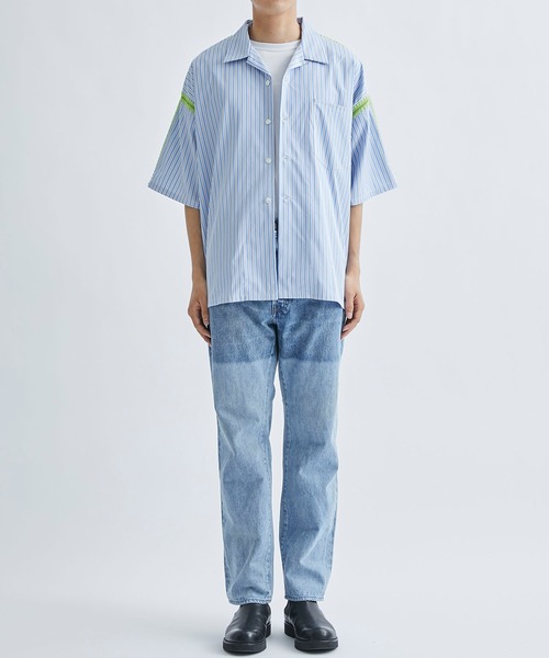 DISCOVERED THOMASMASONシェルスティッチストライプ半袖シャツ