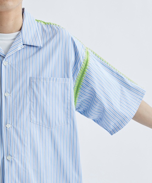 DISCOVERED THOMASMASONシェルスティッチストライプ半袖シャツ discovered thomas mason shellstitchshirt
