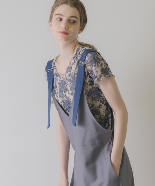 idem original short sleeve sheer mellow tops/花柄シアー半袖