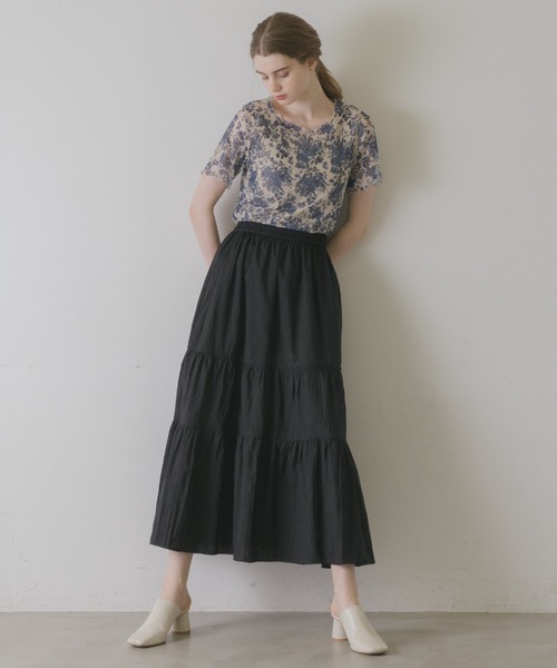 idem original short sleeve sheer mellow tops/花柄シアー半袖