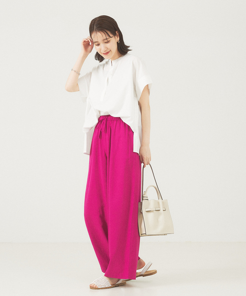 abahouse mavie（アバハウスマヴィ）の「TCブロード半袖シャツ（シャツ/ブラウス・レディース・ホワイト/グリーン/ダークネイビー/ネイビー/マスタード/ホワイト系その他・フリー）」の8枚目の写真