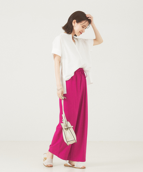 abahouse mavie（アバハウスマヴィ）の「TCブロード半袖シャツ（シャツ/ブラウス・レディース・ホワイト/グリーン/ダークネイビー/ネイビー/マスタード/ホワイト系その他・フリー）」の9枚目の写真