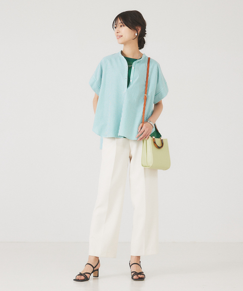 abahouse mavie（アバハウスマヴィ）の「TCブロード半袖シャツ（シャツ/ブラウス・レディース・ホワイト/グリーン/ダークネイビー/ネイビー/マスタード/ホワイト系その他・フリー）」の11枚目の写真