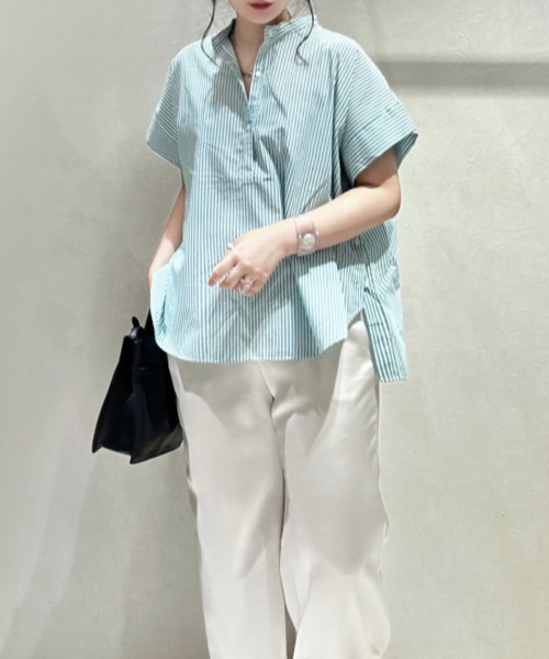 abahouse mavie（アバハウスマヴィ）の「TCブロード半袖シャツ（シャツ/ブラウス・レディース・ホワイト/グリーン/ダークネイビー/ネイビー/マスタード/ホワイト系その他・フリー）」の13枚目の写真