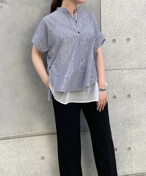 abahouse mavie（アバハウスマヴィ）の「TCブロード半袖シャツ（シャツ/ブラウス・レディース・ホワイト/グリーン/ダークネイビー/ネイビー/マスタード/ホワイト系その他・フリー）」の16枚目の写真