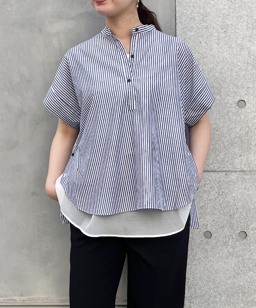 abahouse mavie（アバハウスマヴィ）の「TCブロード半袖シャツ（シャツ/ブラウス・レディース・ホワイト/グリーン/ダークネイビー/ネイビー/マスタード/ホワイト系その他・フリー）」の17枚目の写真