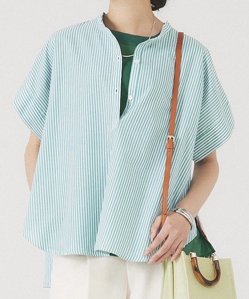 abahouse mavie（アバハウスマヴィ）の「TCブロード半袖シャツ（シャツ/ブラウス・レディース・ホワイト/グリーン/ダークネイビー/ネイビー/マスタード/ホワイト系その他・フリー）」の3枚目の写真