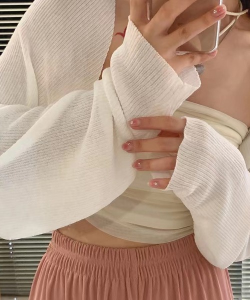 Achic(アシック)の「UVケアー 冷房対策長袖カーディガン(カーディガン/ボレロ・レディース・ホワイト/ブラック/ピンク/アイボリー・M)」の2枚目の写真