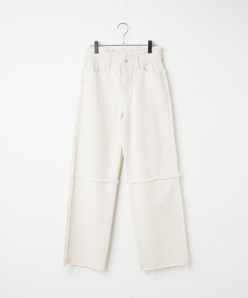 WEGO(ウィゴー)の「WEGO/フリンジバギーパンツ(デニムパンツ・レディース・オフホワイト/ライトインディゴブルー・SMALL/MEDIUM)」の11枚目の写真