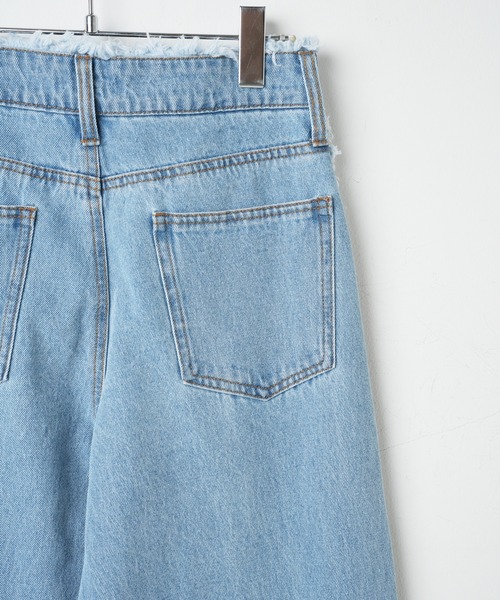 WEGO(ウィゴー)の「WEGO/フリンジバギーパンツ(デニムパンツ・レディース・オフホワイト/ライトインディゴブルー・SMALL/MEDIUM)」の22枚目の写真