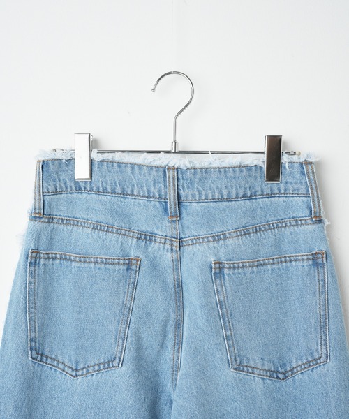 WEGO(ウィゴー)の「WEGO/フリンジバギーパンツ(デニムパンツ・レディース・オフホワイト/ライトインディゴブルー・SMALL/MEDIUM)」の15枚目の写真