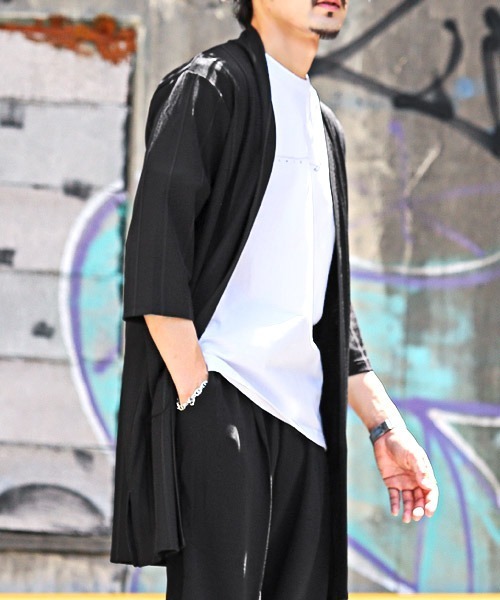 LUXSTYLE(ラグスタイル)の「ワイドピッチテレココーディガン(カーディガン/ボレロ・メンズ・ブラック/グレー・M/XL/L)」の2枚目の写真
