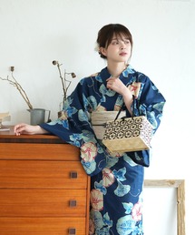utatane（ウタタネ）の「浴衣3点セット 綿麻 紺地にはんなり朝顔（浴衣）」