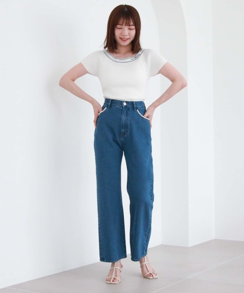 archives(アルシーヴ)の「ロゴジャガード2wayリブニット(ニット/セーター・レディース・ブルーグレー/ブラック系その他/オフホワイト/ホワイト系その他・MEDIUM)」の11枚目の写真