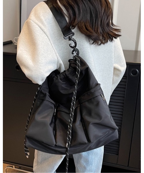 Burner(バーナー)の「【OKUOKU 0909】2WAY ポケット付き ショルダーバッグ oku-bag-713560313857-28 M(ショルダーバッグ・レディース・ブラック・FREE)」の5枚目の写真