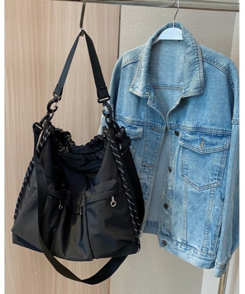 Burner(バーナー)の「【OKUOKU 0909】2WAY ポケット付き ショルダーバッグ oku-bag-713560313857-28 M(ショルダーバッグ・レディース・ブラック・FREE)」の18枚目の写真