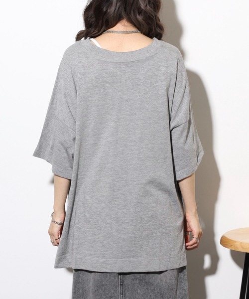 atONE(アットワン)の「atONE 前後2WAYビッグTシャツ 半袖(Tシャツ/カットソー・レディース・オフホワイト/杢グレー/ブラック/グレイッシュベージュ・M-L/LL~3L/4L~5L)」の11枚目の写真