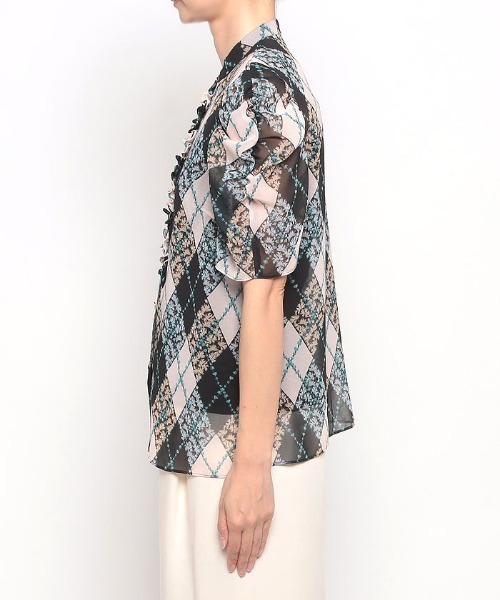 ルルウィルビー 23SS アーガイルフラワーフリルブラウス シフォン 半袖 LOULOU WILLOUGHBY（ルルウィルビー）の「【LOULOU WILLOUGHBY